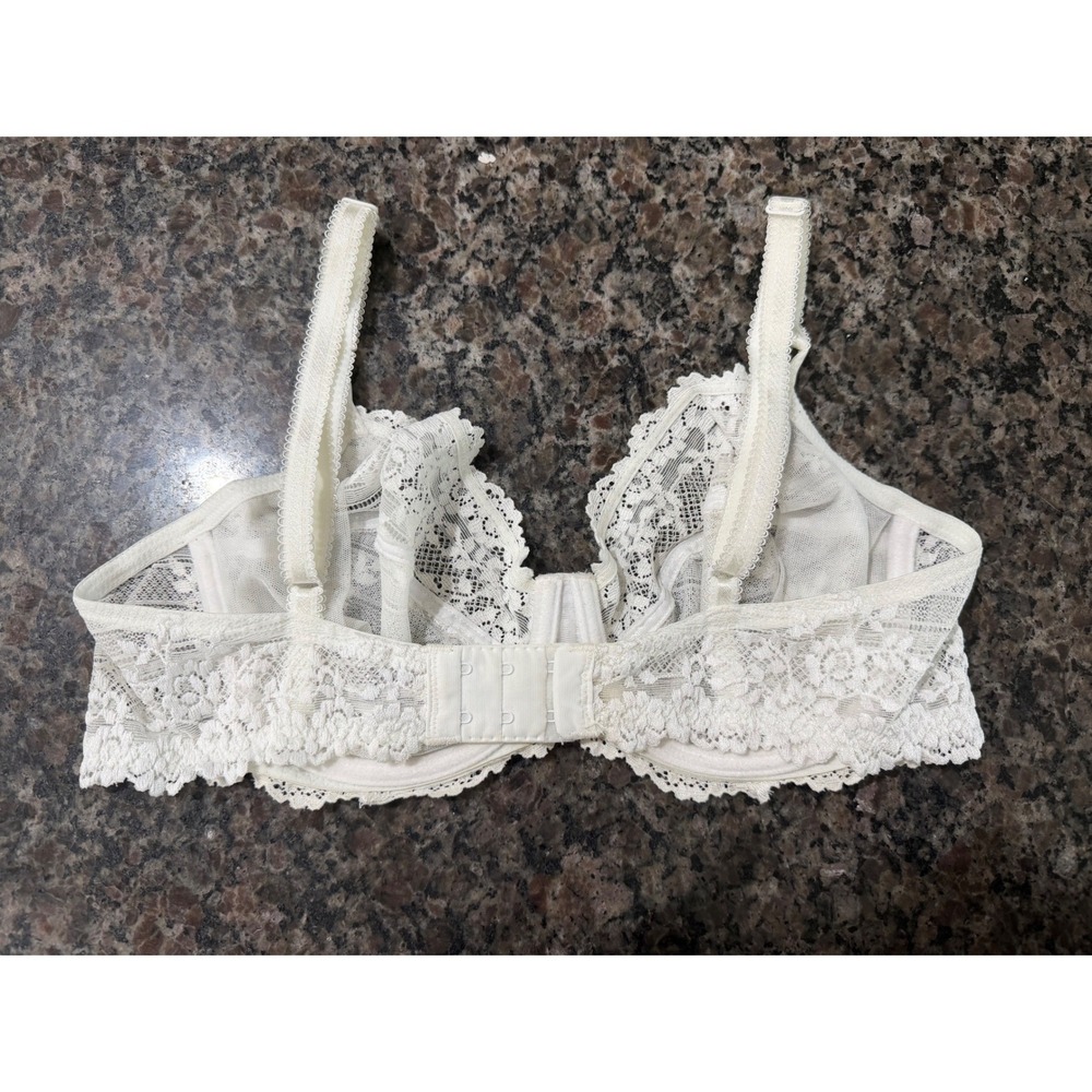 Wacoal Retro Chic Full Figure‎ Underwire Lace Bra Ivory White 36C 65191 - Picture 2 of 7